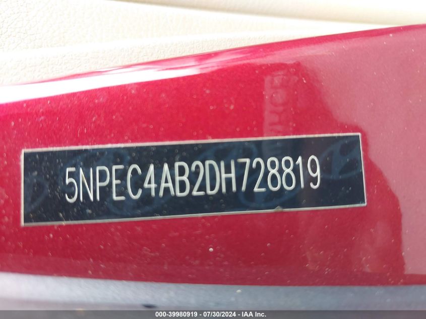 2013 Hyundai Sonata Limited 2.0T VIN: 5NPEC4AB2DH728819 Lot: 39980919
