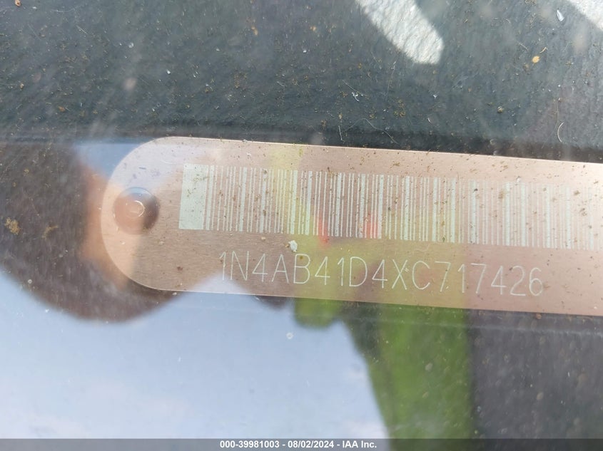 1999 Nissan Sentra Gxe/Xe VIN: 1N4AB41D4XC717426 Lot: 39981003