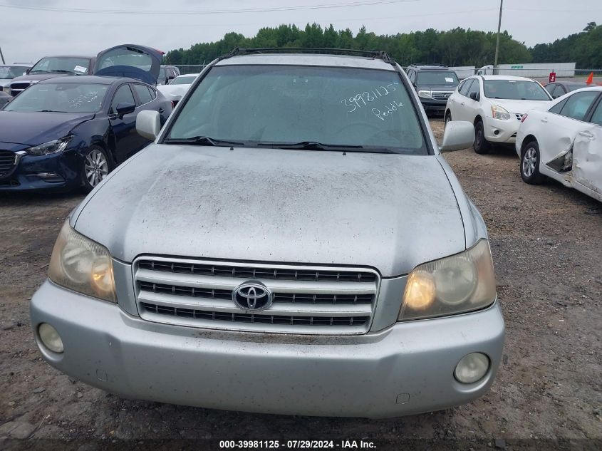 2001 Toyota Highlander V6 VIN: JTEGF21A610026227 Lot: 39981125