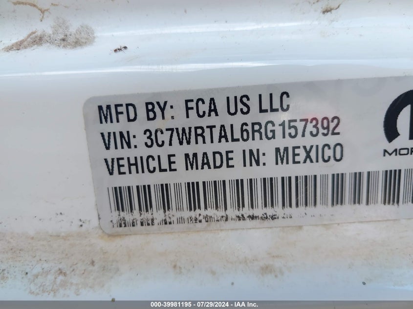 2024 RAM 3500 CHASSIS (VIN: 3C7WRTAL6RG157392