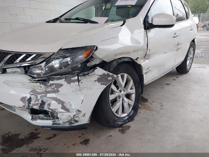 2013 Nissan Murano Sl VIN: JN8AZ1MW0DW306718 Lot: 39981399