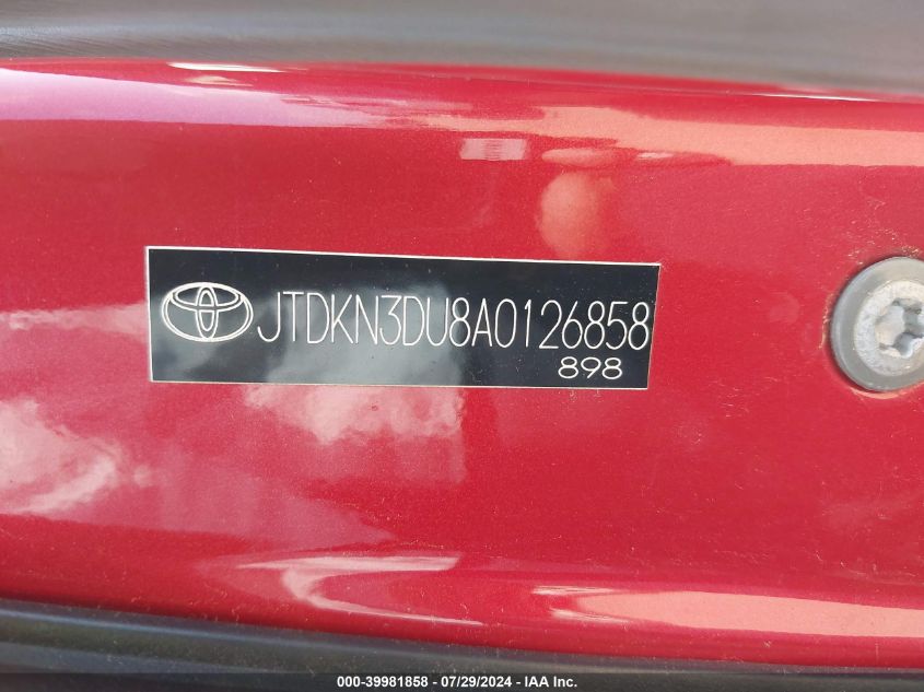 2010 Toyota Prius Ii VIN: JTDKN3DU8A0126858 Lot: 39981858