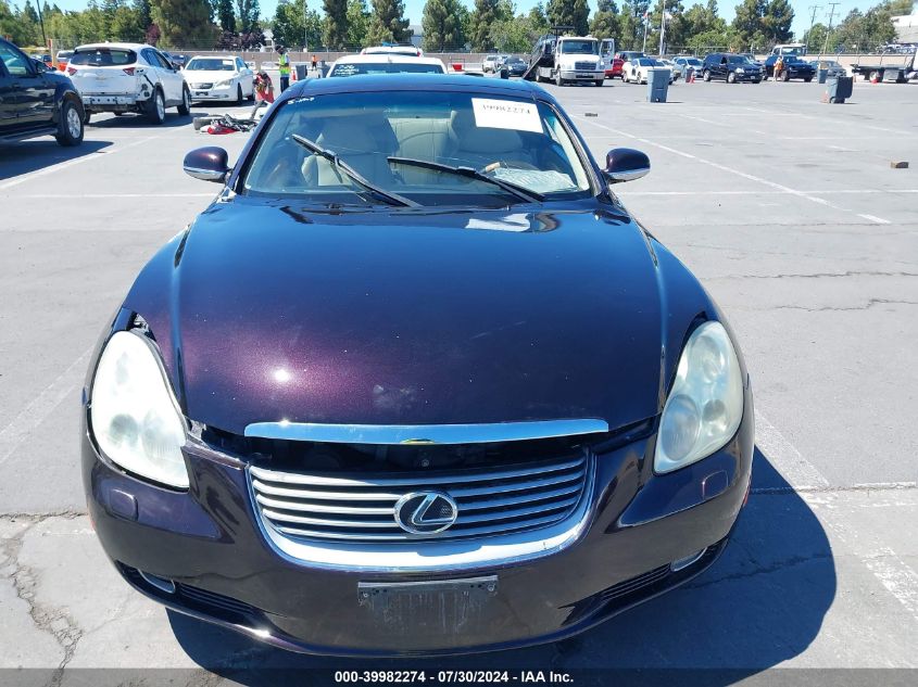 2002 Lexus Sc 430 VIN: JTHFN48Y520025961 Lot: 39982274