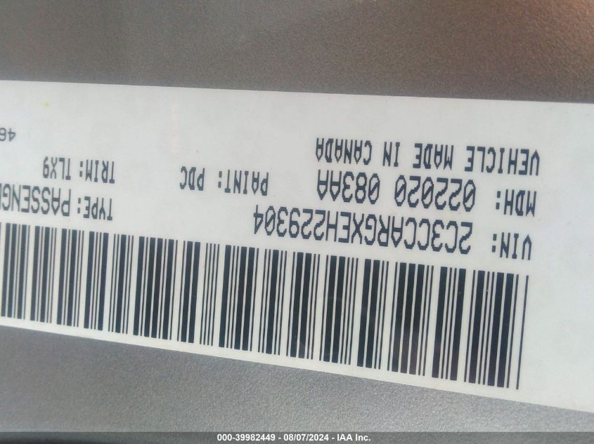 2014 Chrysler 300 VIN: 2C3CCARGXEH229304 Lot: 39982449