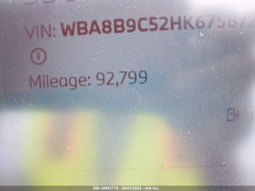 2017 BMW 330I I VIN: WBA8B9C52HK675872 Lot: 39982719