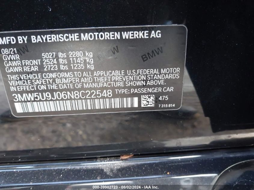 VIN 3MW5U9J06N8C22548 2022 BMW 3 Series, M340I Xdrive no.9