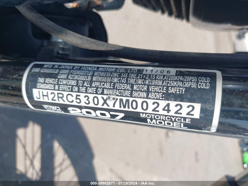 2007 HONDA VT750 C2 - JH2RC530X7M002422