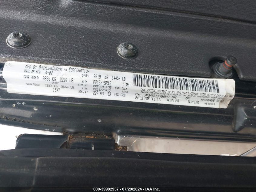 2002 Jeep Wrangler Sport VIN: 1J4FA49S22P760647 Lot: 39982957