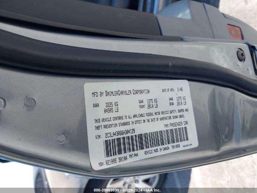 2006 Chrysler 300 VIN: 2C3LA43R66H304129 Lot: 39983890