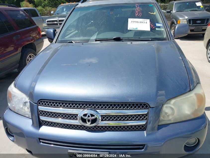 2006 Toyota Highlander Hybrid Limited V6 VIN: JTEDW21A560010630 Lot: 39984054