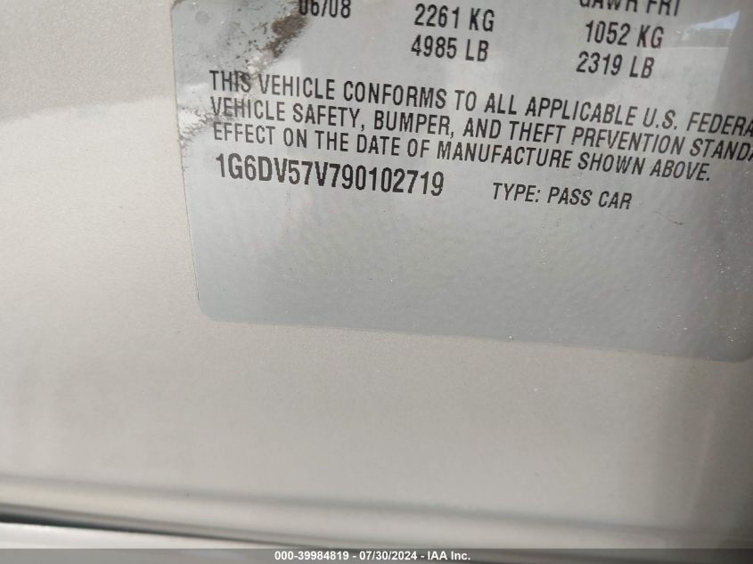 2009 Cadillac Cts Standard VIN: 1G6DV57V790102719 Lot: 39984819