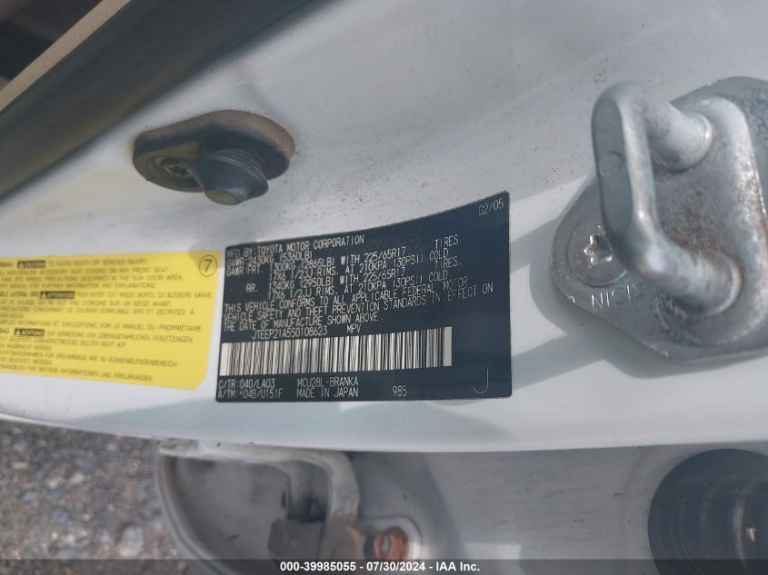 2005 Toyota Highlander Limited V6 VIN: JTEEP21A550108623 Lot: 39985055