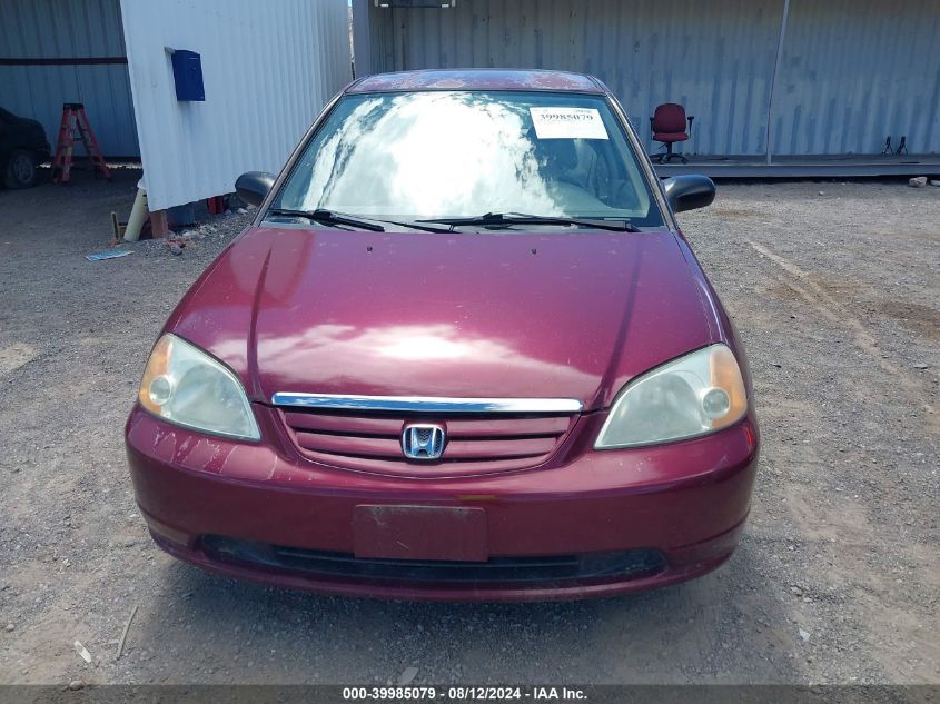 2003 Honda Civic Lx VIN: 2HGES16583H620816 Lot: 39985079