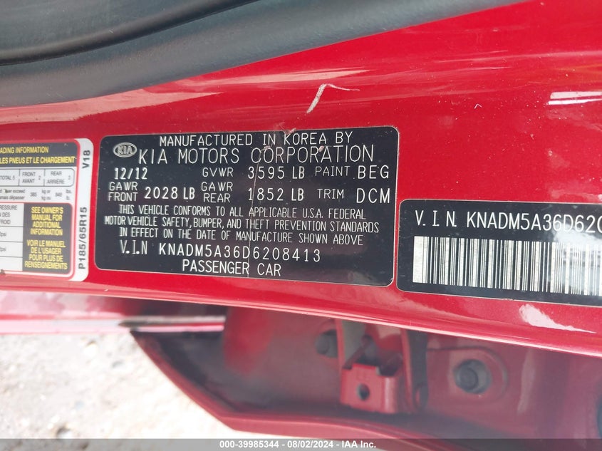 2013 KIA RIO LX - KNADM5A36D6208413