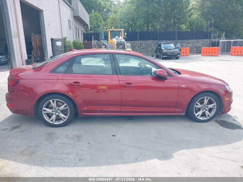 2018 Audi A4 2.0T Premium/2.0T Tech Premium VIN: WAUNNAF41JA030687 Lot: 39985497