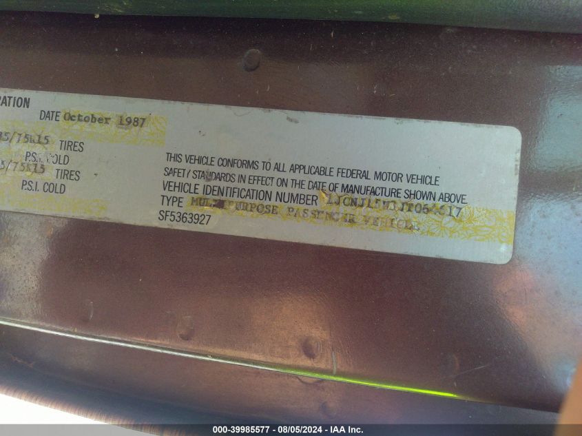 1988 Jeep Grand Wagoneer VIN: 1JCNJ15U3JT064617 Lot: 39985577