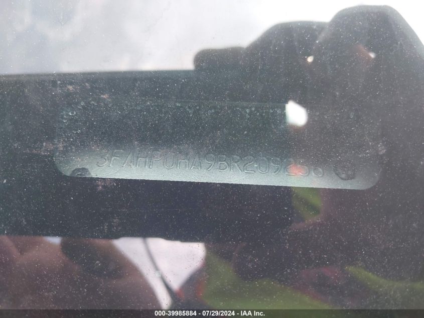 2011 Ford Fusion Se VIN: 3FAHP0HA9BR209256 Lot: 39985884