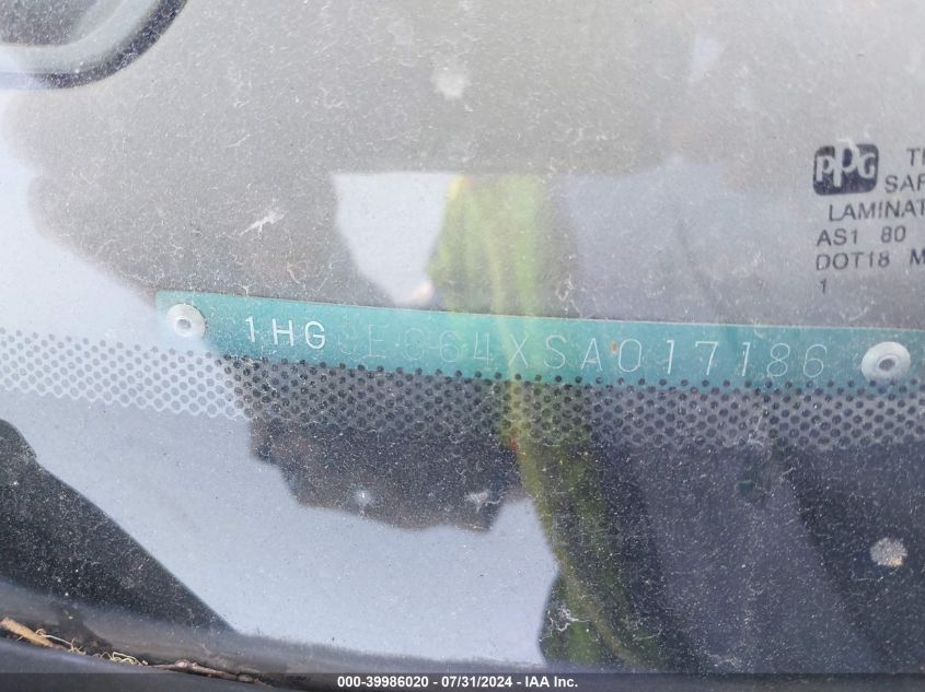 1995 Honda Accord Lx VIN: 1HGCE664XSA017186 Lot: 39986020