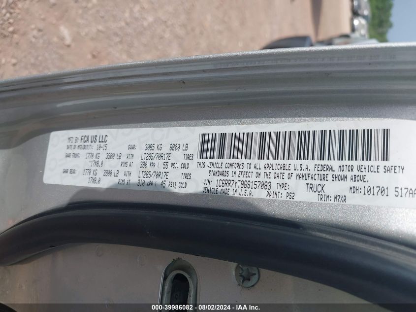 2016 Ram 1500 Rebel VIN: 1C6RR7YT9GS157083 Lot: 39986082