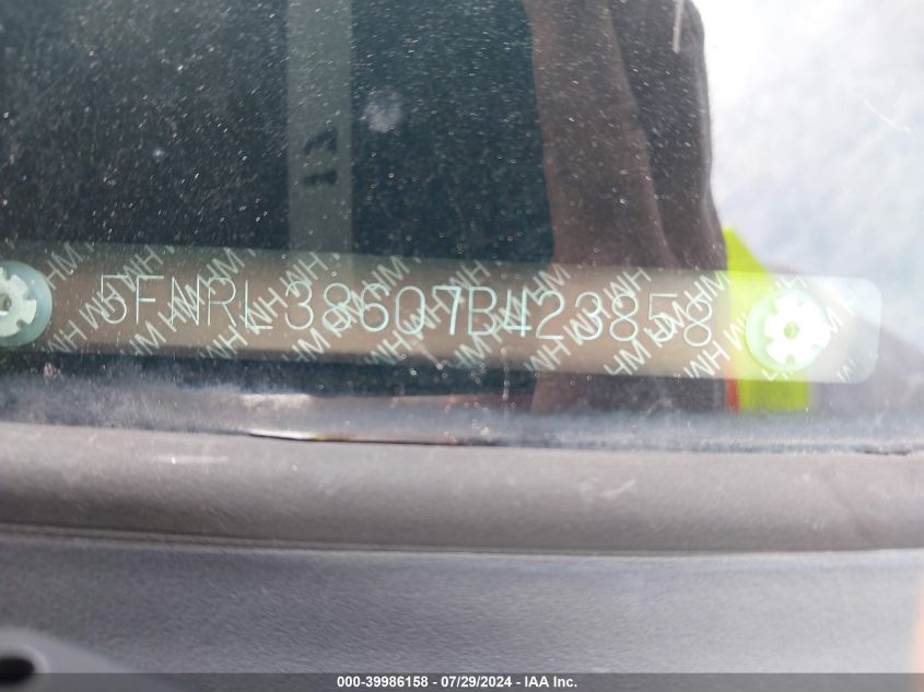 2007 Honda Odyssey Ex-L VIN: 5FNRL38607B423858 Lot: 39986158