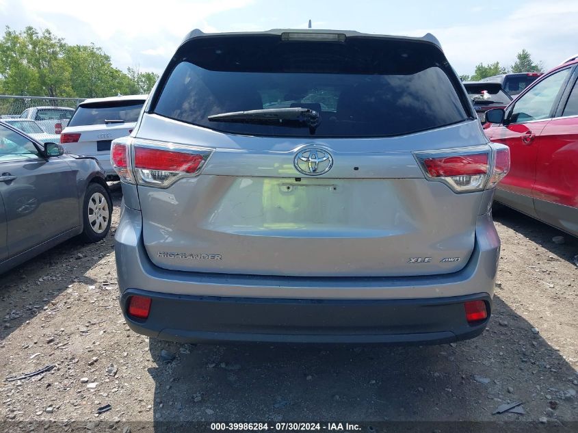 2015 Toyota Highlander Xle V6 VIN: 5TDJKRFH9FS197854 Lot: 39986284