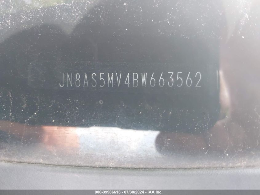 2011 Nissan Rogue Sv VIN: JN8AS5MV4BW663562 Lot: 39986615