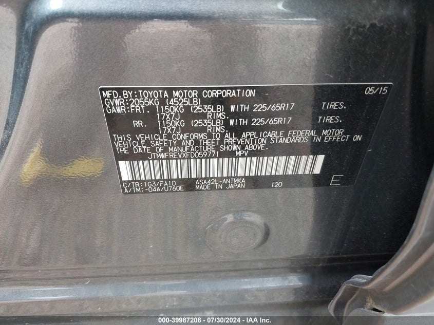 2015 TOYOTA RAV4 XLE - JTMWFREVXFD059771