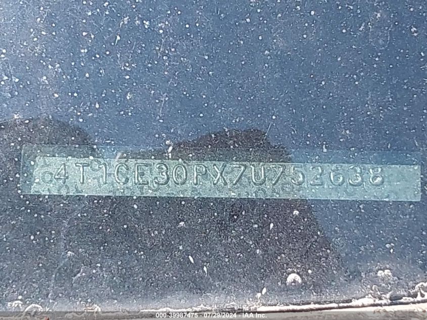 2007 Toyota Camry Solara Se VIN: 4T1CE30PX7U752638 Lot: 39987475