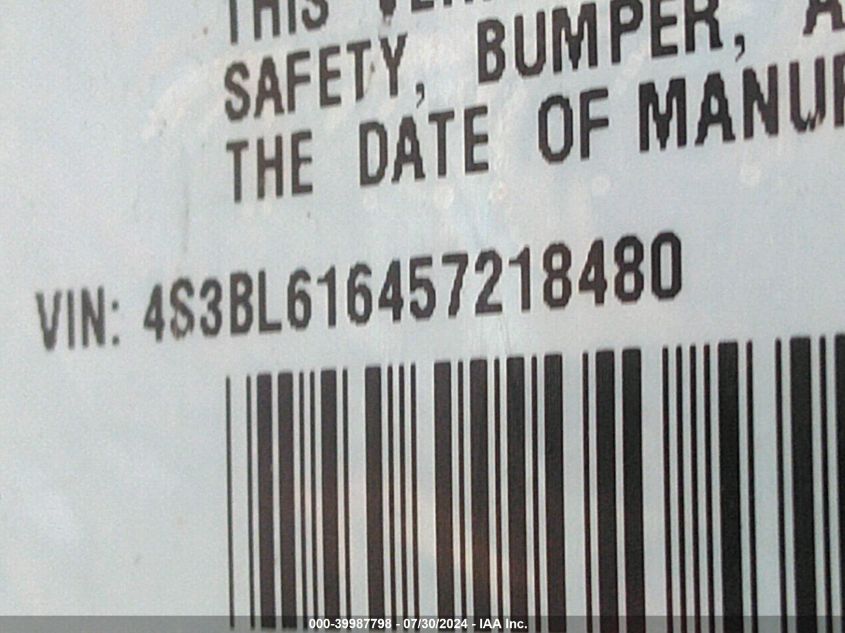 2005 Subaru Legacy 2.5I VIN: 4S3BL616457218480 Lot: 39987798