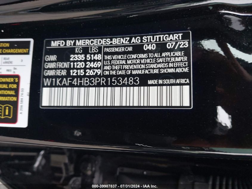 VIN W1KAF4HB3PR153483 2023 Mercedes-Benz C 300, 4Matic no.9