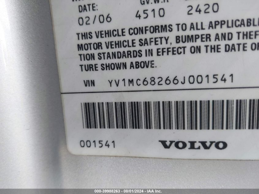 2006 Volvo C70 T5 VIN: YV1MC68266J001541 Lot: 39988263