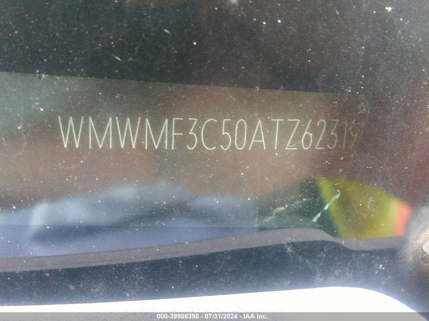 2010 Mini Cooper VIN: WMWMF3C50ATZ62319 Lot: 39988398