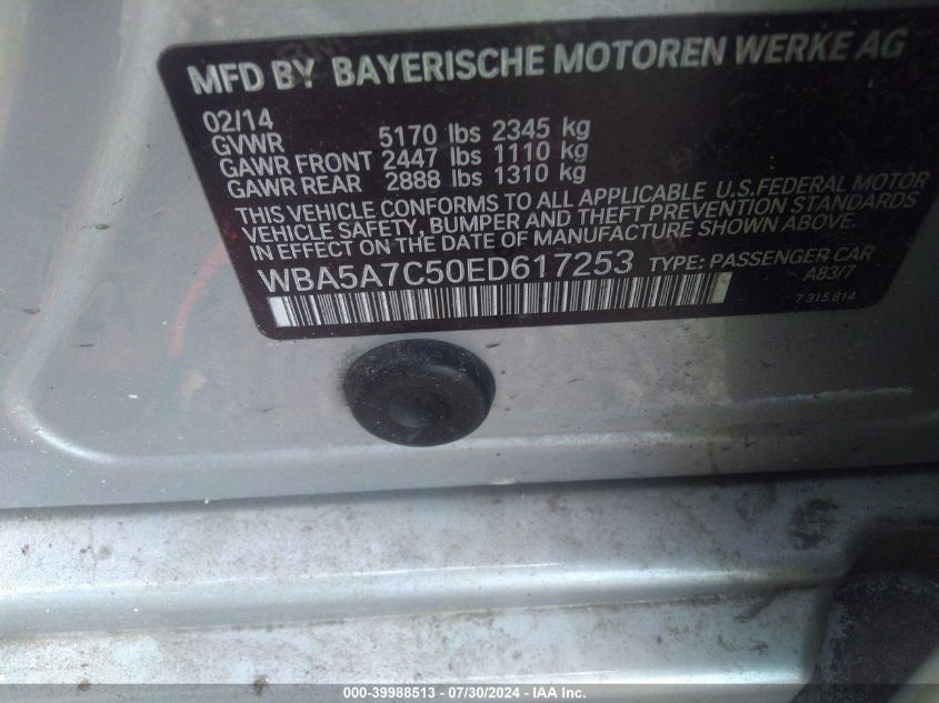 WBA5A7C50ED617253 2014 BMW 528I xDrive