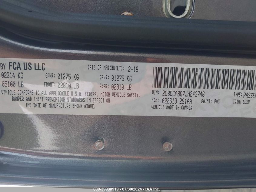 2018 CHRYSLER 300 S - 2C3CCABG7JH243746