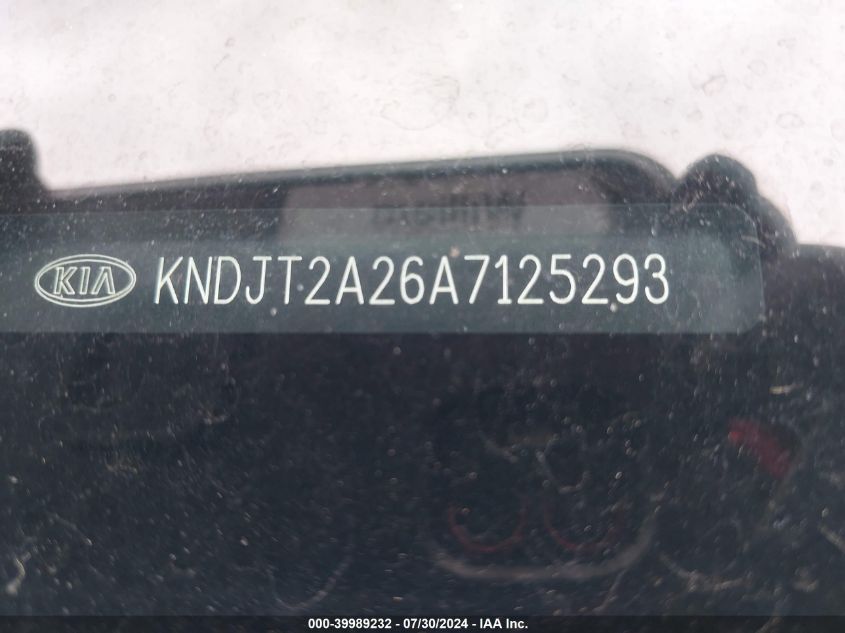 2010 Kia Soul + VIN: KNDJT2A26A7125293 Lot: 39989232