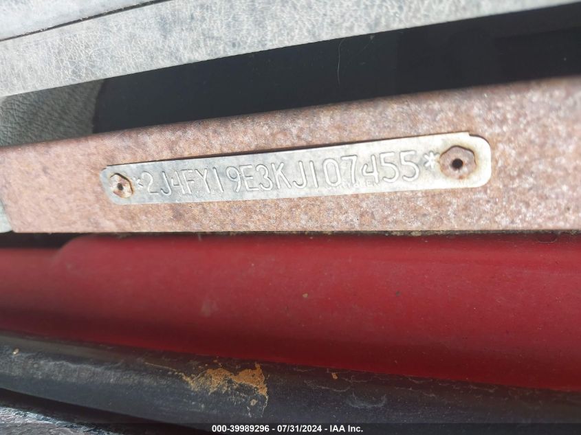 1989 Jeep Wrangler / Yj VIN: 2J4FY19E3KJ107455 Lot: 39989296