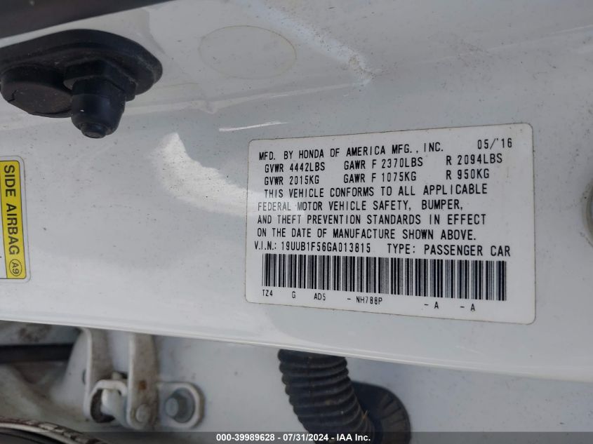 19UUB1F56GA013815 2016 Acura Tlx Tech