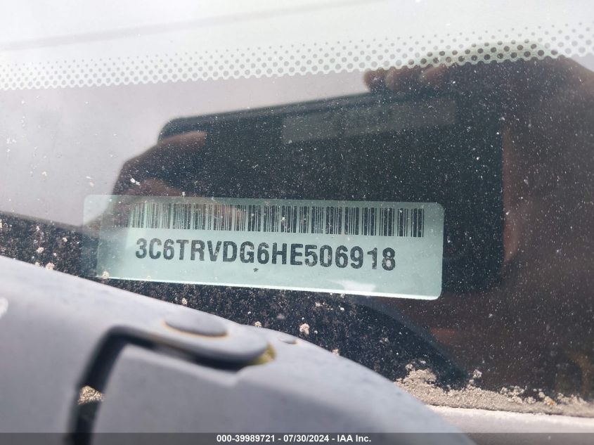 2017 Ram Promaster 2500 High Roof 159 Wb VIN: 3C6TRVDG6HE506918 Lot: 39989721