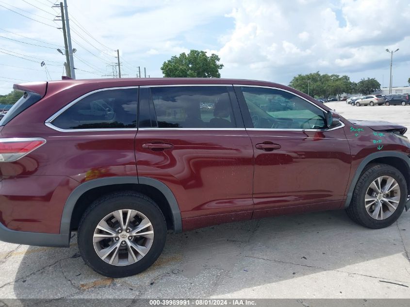 2015 Toyota Highlander Le Plus V6/Le V6 VIN: 5TDZKRFH4FS106024 Lot: 39989991