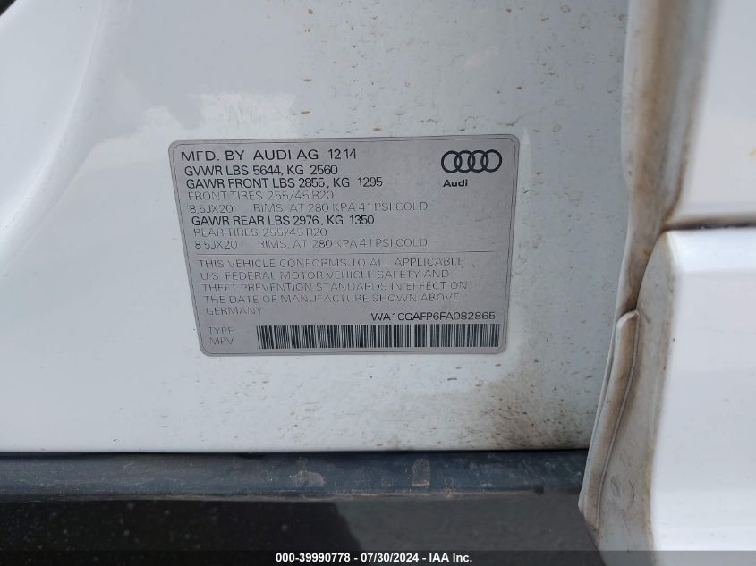 WA1CGAFP6FA082865 2015 Audi Sq5 3.0T Premium Plus