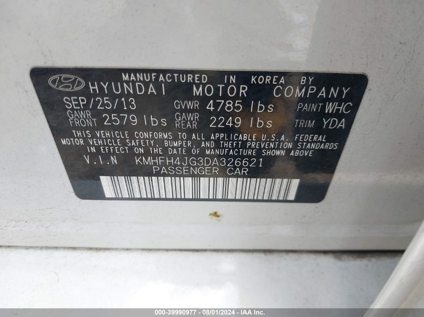 KMHFH4JG3DA326621 2013 Hyundai Azera