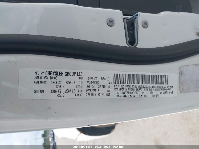 2010 Dodge Journey Sxt VIN: 3D4PG5FV0AT121788 Lot: 39991494