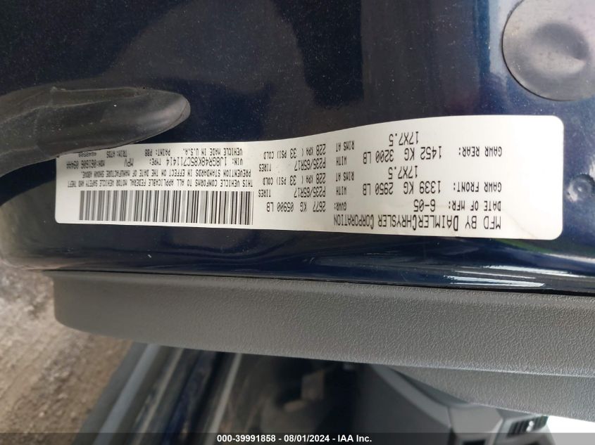 2005 Jeep Grand Cherokee Laredo VIN: 1J8GR48K85C711414 Lot: 39991858