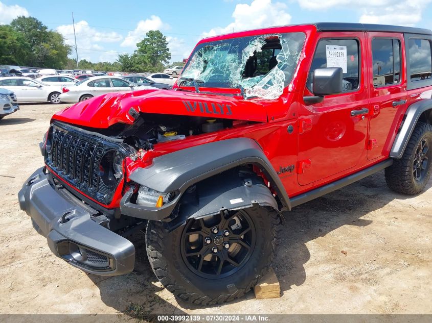 2024 Jeep Wrangler Willys VIN: 1C4PJXDG1RW238395 Lot: 39992139