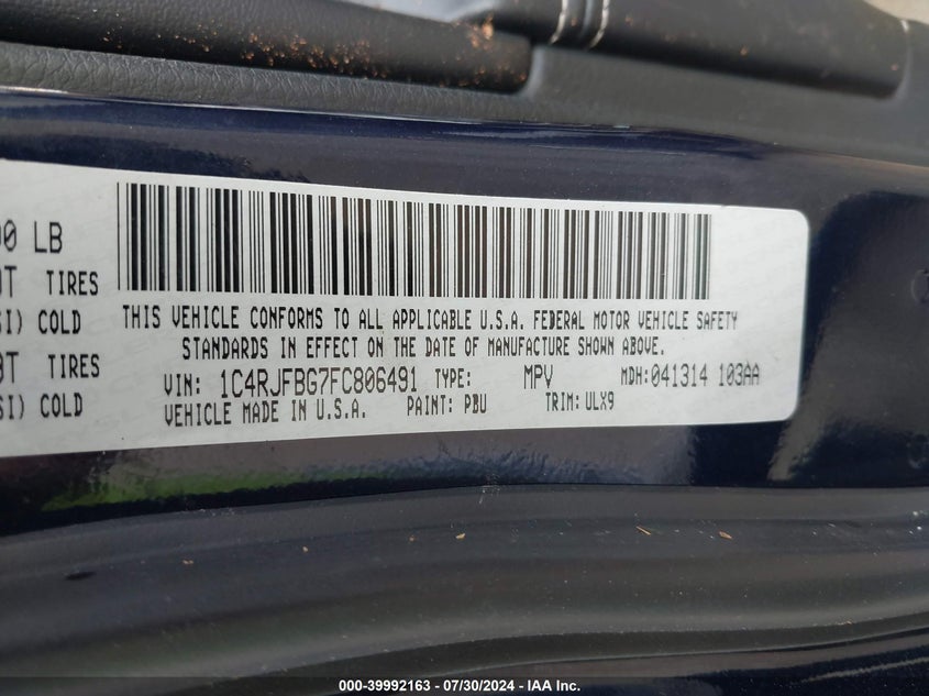 2015 JEEP GRAND CHEROKEE LIMITED - 1C4RJFBG7FC806491