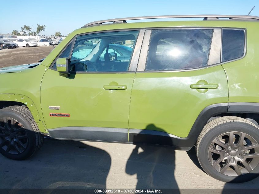 2016 Jeep Renegade 75Th Anniversary VIN: ZACCJBBT3GPD77052 Lot: 39992518