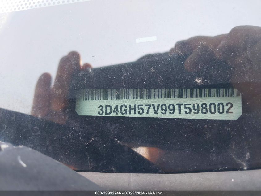 2009 Dodge Journey Sxt VIN: 3D4GH57V99T598002 Lot: 39992746