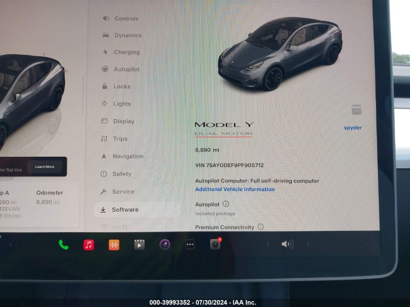 2023 Tesla Model Y Awd/Performance Dual Motor All-Wheel Drive VIN: 7SAYGDEF9PF905712 Lot: 39993352