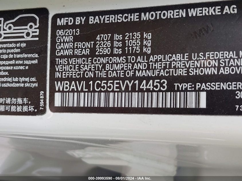 WBAVL1C55EVY14453 2014 BMW X1 xDrive28I