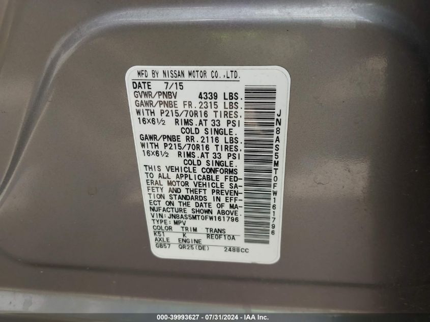 2015 NISSAN ROGUE SELECT S - JN8AS5MT0FW161796